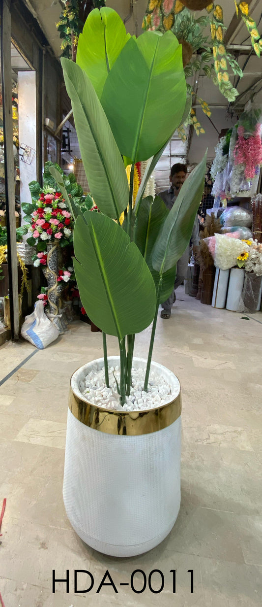 BOTANIC HARMONY  BIG GREEN LEAF WITH WHITE POT